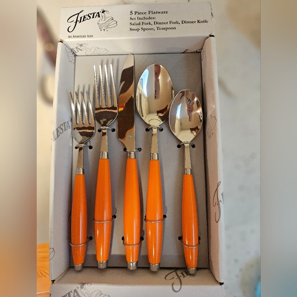 Fiesta Kitchen Fiesta Tangerine 5 Piece Flatware In Box Poshmark